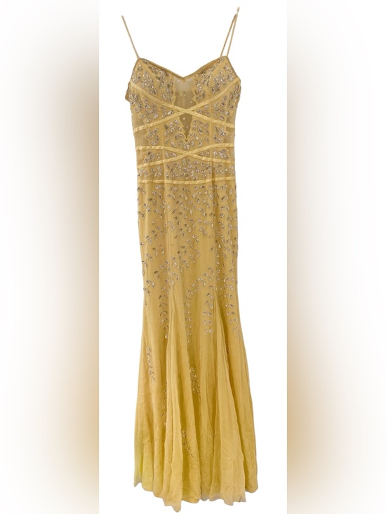 Cache Dresses & Skirts - Cache Vintage Y2K Butter Yellow Beaded Formal Dress